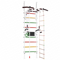 Шведская стенка Враспор с рукоходом, брусьями, кольцами, лестницей и канатом Asta69 Белая